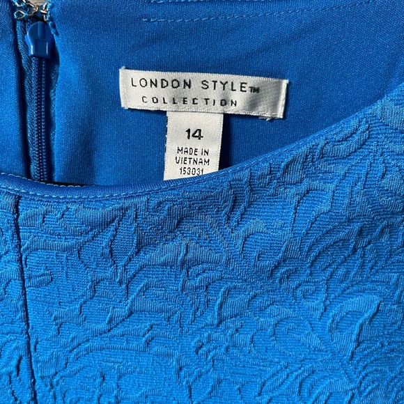 London Style Royal Blue Textured Dress - Picture 3 of 7